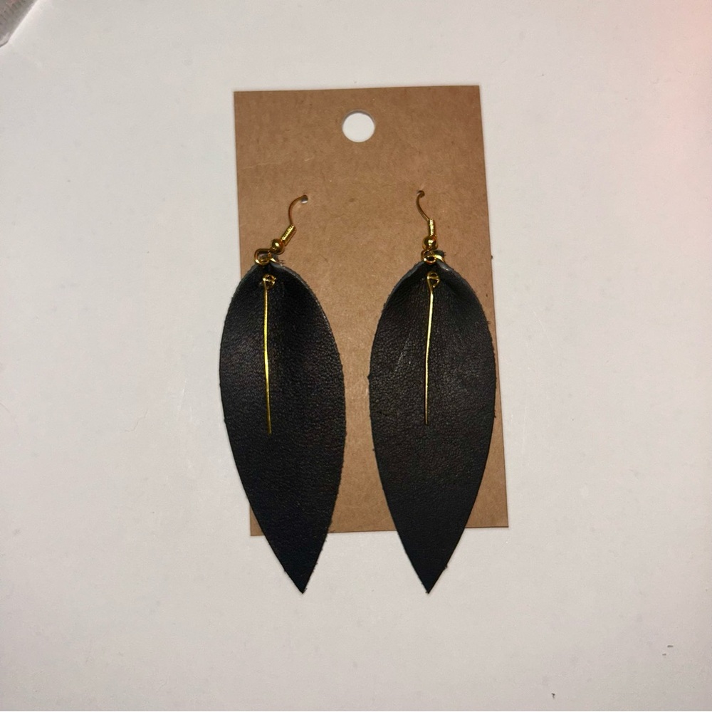 Elegant Black and Gold Leaf Earrings